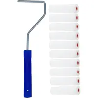 Benson 10x fijne verfrollers / schuimrollers inclusief verfrollerbeugel 10 cm - Verfrollers