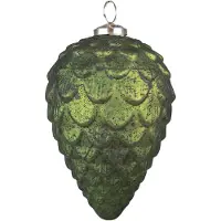 Clayre & Eef Kerstbal Ø 9 cm Groen Glas Metaal Kerstdecoratie Groen Kerstdecoratie