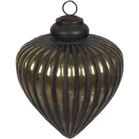 Clayre & Eef Kerstbal Ø 10x9 cm Zwart Glas Kerstboomversiering Zwart Kerstboomversiering