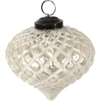 Clayre & Eef Kerstbal Ø 10 cm Zilverkleurig Wit Glas Kerstdecoratie Zilverkleurig Kerstdecoratie