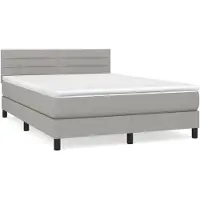 vidaXL Boxspring met matras stof lichtgrijs 140x200 cm