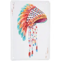 Clayre & Eef Wanddecoratie 20x30 cm Wit Rood Metaal Muurdecoratie Wit Muurdecoratie