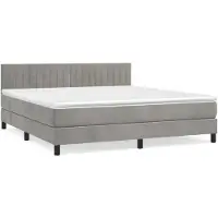 vidaXL Boxspring met matras fluweel lichtgrijs 180x200 cm
