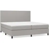 vidaXL Boxspring met matras stof lichtgrijs 200x200 cm