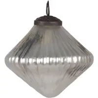 Clayre & Eef Kerstbal Ø 9 cm Zilverkleurig Glas Kerstdecoratie Zilverkleurig Kerstdecoratie