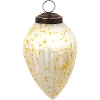 Clayre & Eef Kerstbal Ø 5 cm Wit Geel Glas Kerstdecoratie Wit Kerstdecoratie