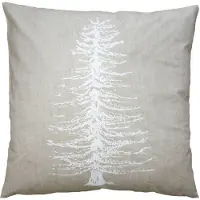 Clayre & Eef Kussenhoes 45x45 cm Beige Wit Polyester Dennenbomen Sierkussenhoes Beige Sierkussenhoes