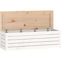 vidaXL Opbergbox wit 109x36,5x33 cm massief grenenhout