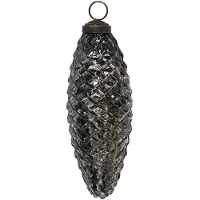 Clayre & Eef Kerstbal Ø 6 cm Zwart Zilverkleurig Glas Kerstdecoratie Zwart Kerstdecoratie