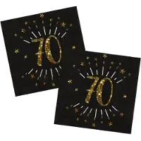 SANTEX Verjaardag feest servetten leeftijd - 20x - 70 jaar - goud - 33 x 33 cm - Feestservetten
