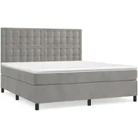 vidaXL Boxspring met matras fluweel lichtgrijs 160x200 cm