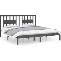 vidaXL Massief houten bed, grijs, grenen, 200x200 cm