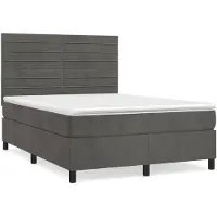 vidaXL Boxspring met matras fluweel donkergrijs 140x200 cm