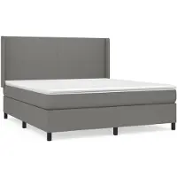 vidaXL Boxspring met matras stof donkergrijs 180x200 cm