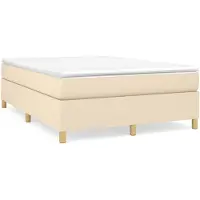 vidaXL Boxspring met matras stof crèmekleurig 140x200 cm