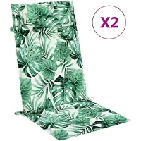 vidaXL Stoelkussens 2 st hoge rug bladpatroon oxford stof