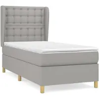 vidaXL Boxspring met matras stof lichtgrijs 90x200 cm