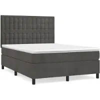 vidaXL Boxspring met matras fluweel donkergrijs 140x200 cm