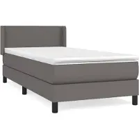 vidaXL Boxspring met matras kunstleer grijs 100x200 cm