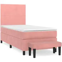 vidaXL Boxspring met matras fluweel roze 80x200 cm