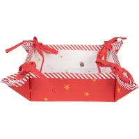 Clayre & Eef Broodmand 35x35x8 cm Wit Rood Katoen Vierkant Notenkrakers Cadeau keuken Wit Cadeau keuken
