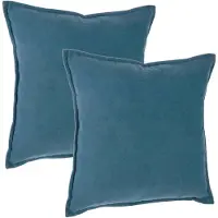 Atmosphera Bank/sierkussens huiskamer Sophia - 2x - 45 x 45 cm - blauw - polyester - met rits - Sierkussens
