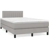 vidaXL Boxspring met matras stof lichtgrijs 120x200 cm
