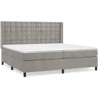 vidaXL Boxspring met matras fluweel lichtgrijs 200x200 cm