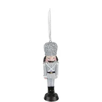 Clayre & Eef Kersthanger Notenkraker 13 cm Zilverkleurig Kunststof Kerstbal Zilverkleurig Kerstbal
