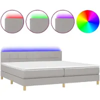 vidaXL Boxspring met matras en LED stof lichtgrijs 200x200 cm