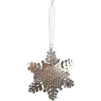 Clayre & Eef Kersthanger Sneeuwvlok 13x2x16 cm Zilverkleurig Goudkleurig Ijzer Kerstbal Zilverkleurig Kerstbal
