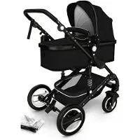 Kiduku KIDUKU- 3 in 1 combi-kinderwagen- zwart- buggy incl. autostoeltje-regenhoes- inklapbaar