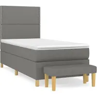vidaXL Boxspring met matras stof donkergrijs 100x200 cm