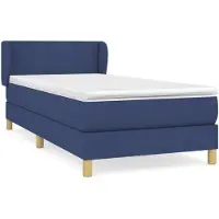 vidaXL Boxspringbed met matras, blauw, 90x190 cm, gestoffeerd