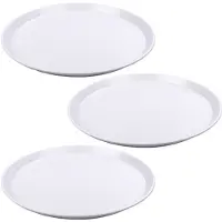 Hega hogar Set van 3x stuks wit rond dienblad/serveerblad van kunststof 34 cm - Dienbladen