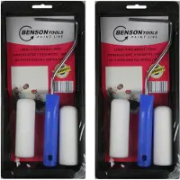 Benson 2x stuks lakroller/schuimroller schildersets 10 cm met verfbak en beugel - Verfrollers