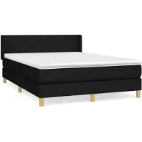 vidaXL Boxspring met matras stof zwart 140x200 cm