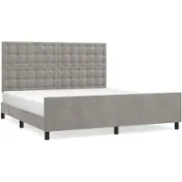 vidaXL Bedframe met hoofdeinde fluweel lichtgrijs 180x200 cm