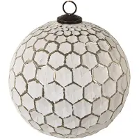 Clayre & Eef Kerstbal XL Ø 20 cm Wit Zilverkleurig Glas Rond Kerstdecoratie Wit Kerstdecoratie