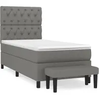 vidaXL Boxspring met matras stof donkergrijs 80x200 cm