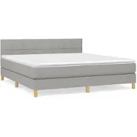 vidaXL Boxspring met matras stof lichtgrijs 180x200 cm