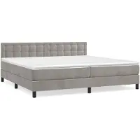 vidaXL Boxspring met matras fluweel lichtgrijs 200x200 cm