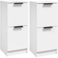 vidaXL Dressoirs 2 st 30x30x70 cm bewerkt hout wit