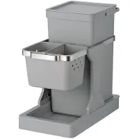 EKO - Deco Inbouwafvalemmer 20+4 liter - Plastic Stainless steel - grijs - Prullenbak