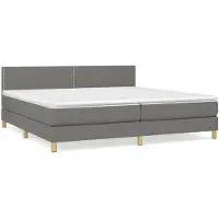 vidaXL Boxspring met matras stof donkergrijs 200x200 cm