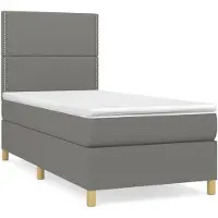 vidaXL Boxspring met matras stof donkergrijs 100x200 cm