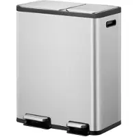 EKO - EcoCasa 1 pedaalemmer 30+20 liter - Stainless steel Polypropyleen - mat RVS - Prullenbak
