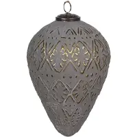 Clayre & Eef Kerstbal 21 cm Grijs Glas Kerstboomversiering Grijs Kerstboomversiering