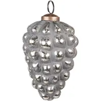 Clayre & Eef Kerstbal Ø 7 cm Grijs Glas Metaal Kerstdecoratie Grijs Kerstdecoratie
