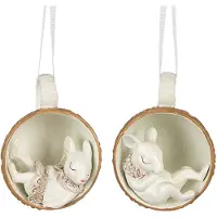 Clayre & Eef Hanger Muis set van 2 10x7x6 cm Beige Polyresin Beige